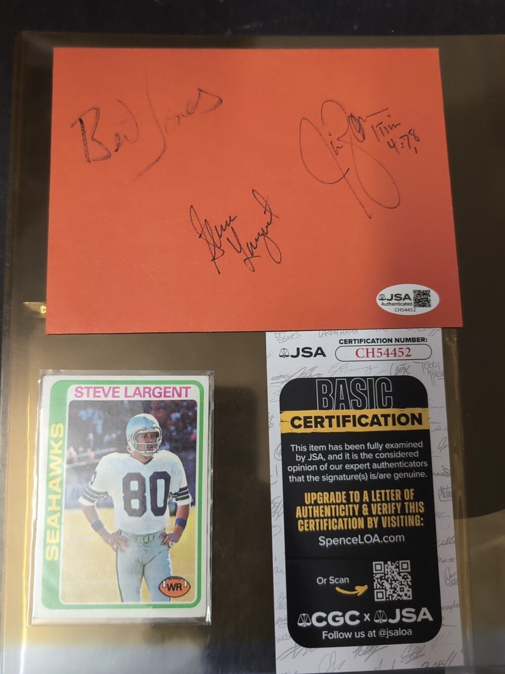 JSA Steve Largent Jim Zorn Bert Jones Autographed Signed Envelope Seahawks Auto